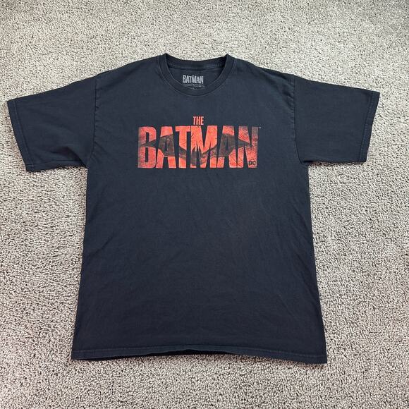 The Bat Man Shirt Mens Large Black Red DC Comics Super Hero Short Sleeve - Picture 1 of 8